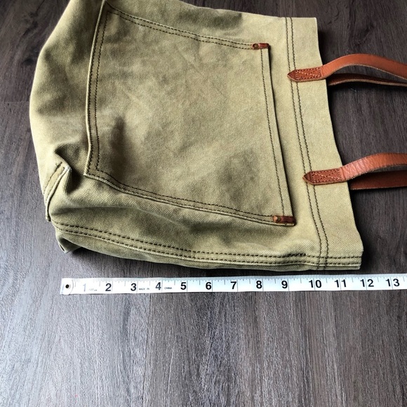 Madewell Canvas Transport Tote Bag Green Khaki Leather Straps Capsule Everyday - Picture 7 of 9